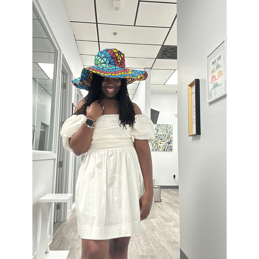 Satin lined oversized African print hat