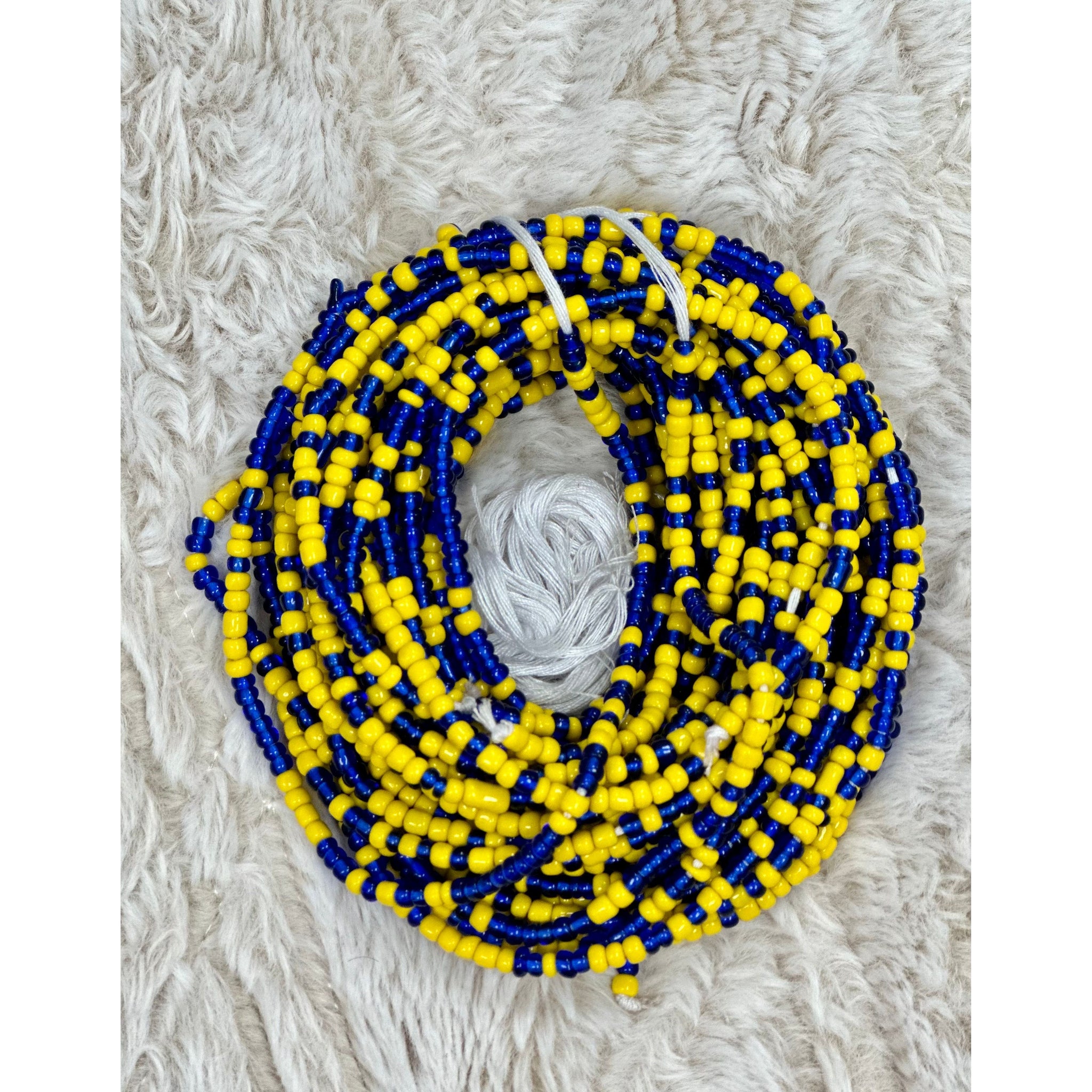 Blue and yellow Africa waist beads