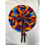 Colorful Adinkra African print folding cloth fan