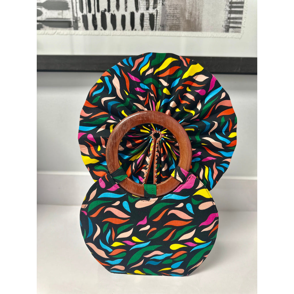 Akua African Print Wooden Handle Handbag & Folding Fan – Awura's