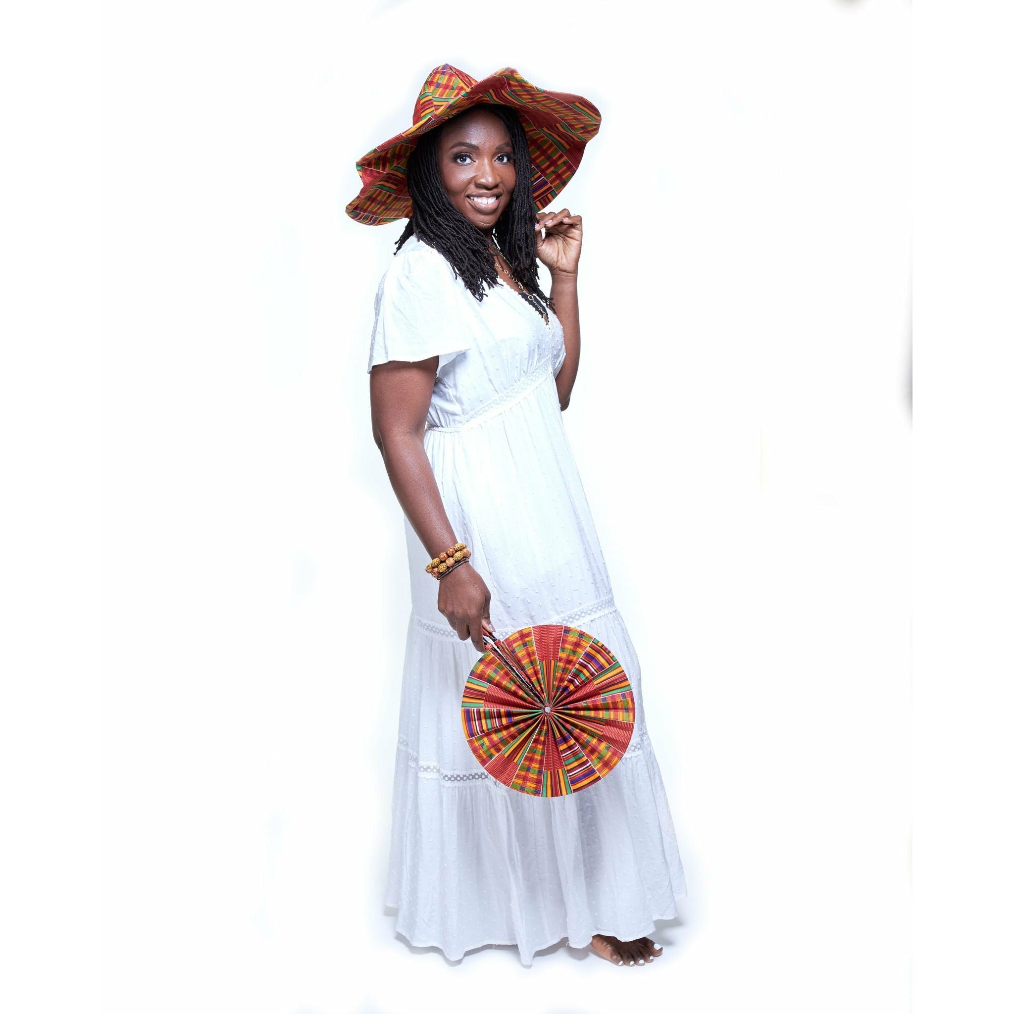 Dede African Print Folding Fabric fan