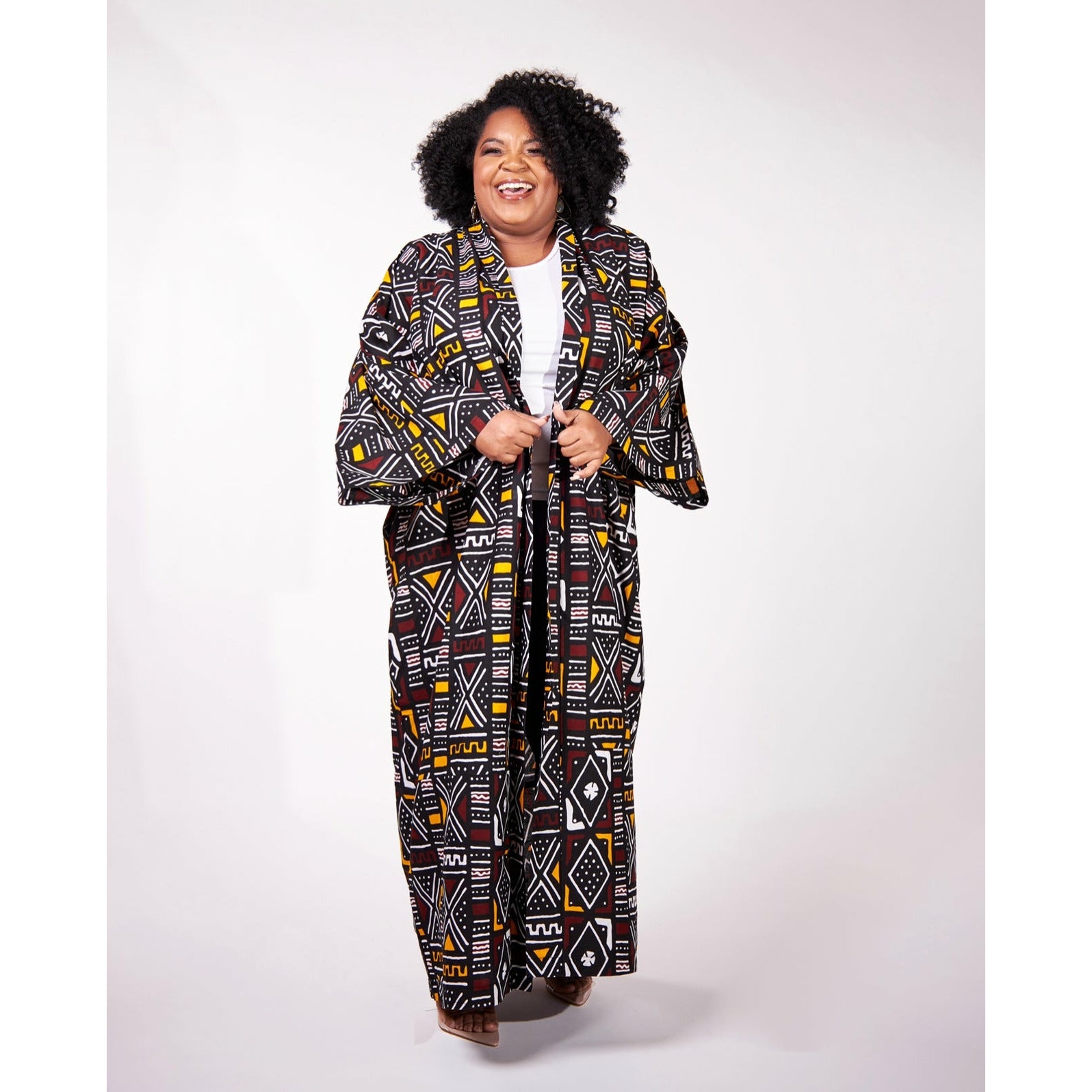 Mud cloth kimono