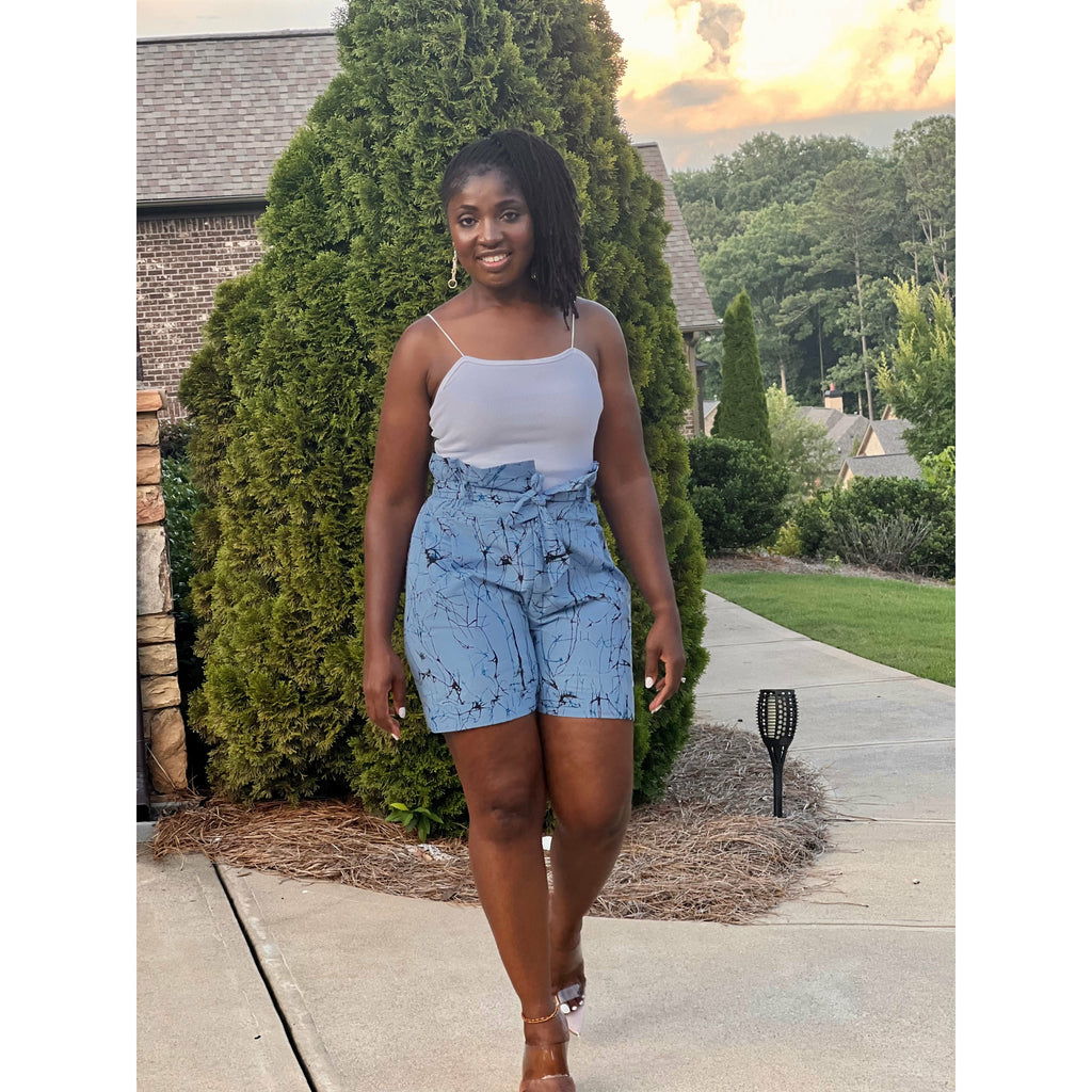 Ayimaa blue African print shorts