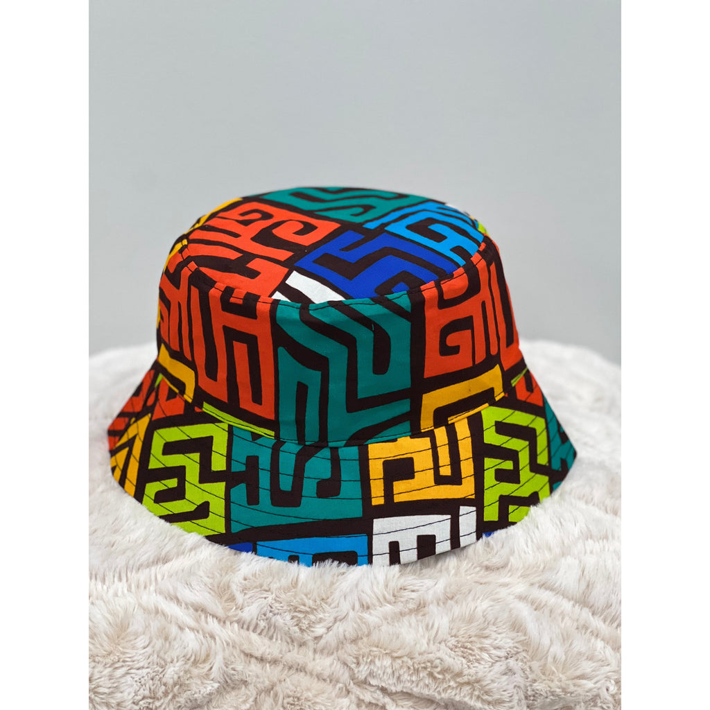 African Print bucket hat (bold geometric print)