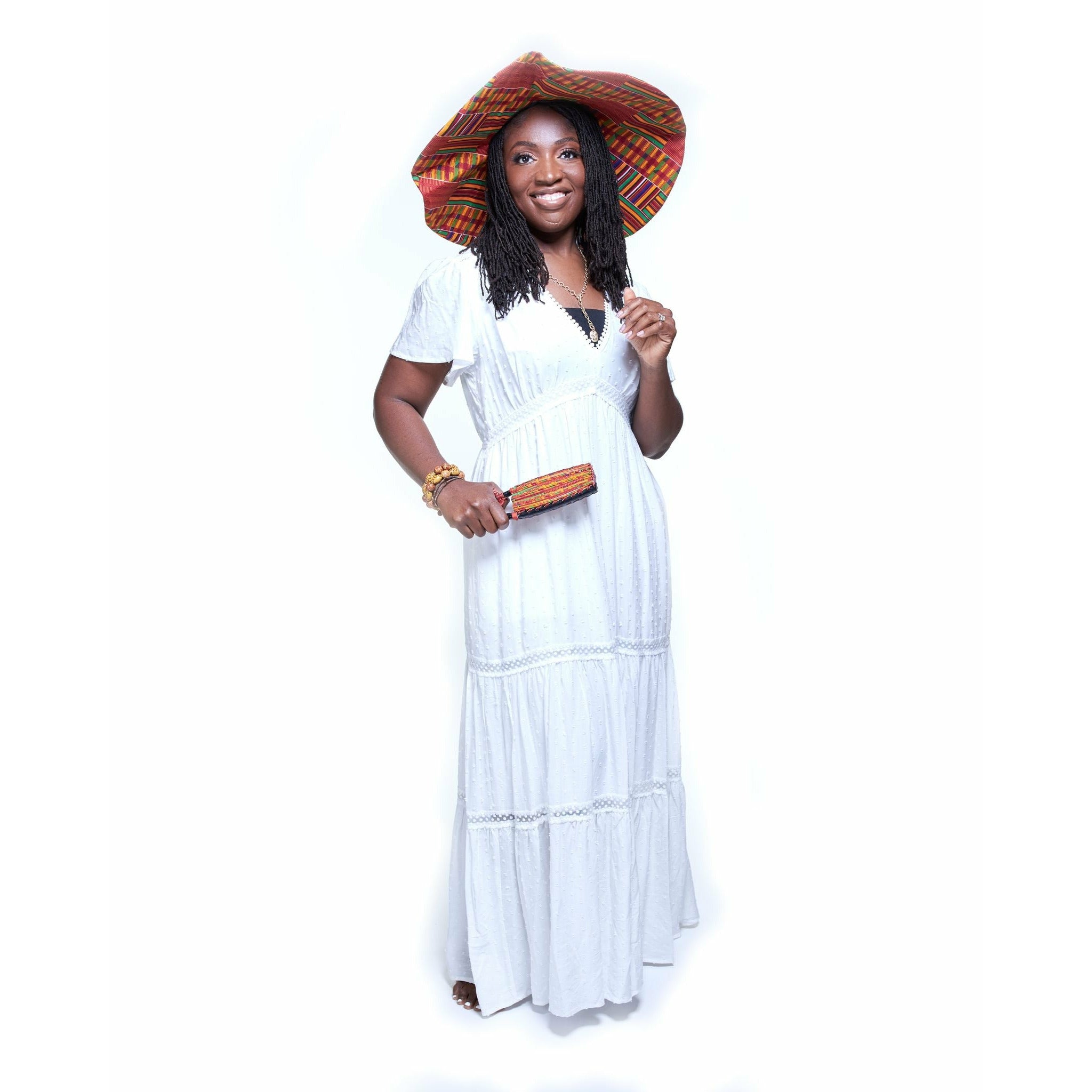 Dede African Print Folding Fabric fan