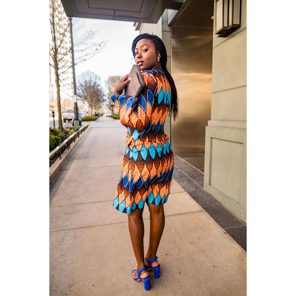 long sleeve african print dress Vibrant African Print Dress Large
