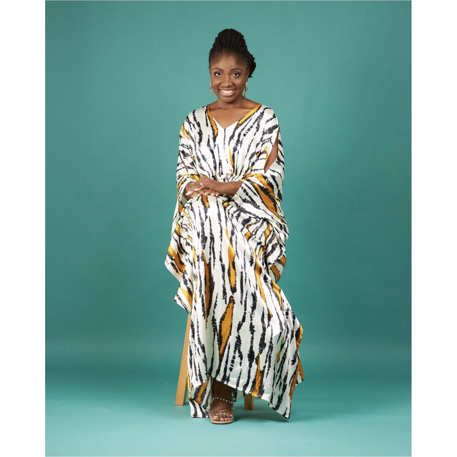 V-Neck Slit Sleeve Luxury Kaftan