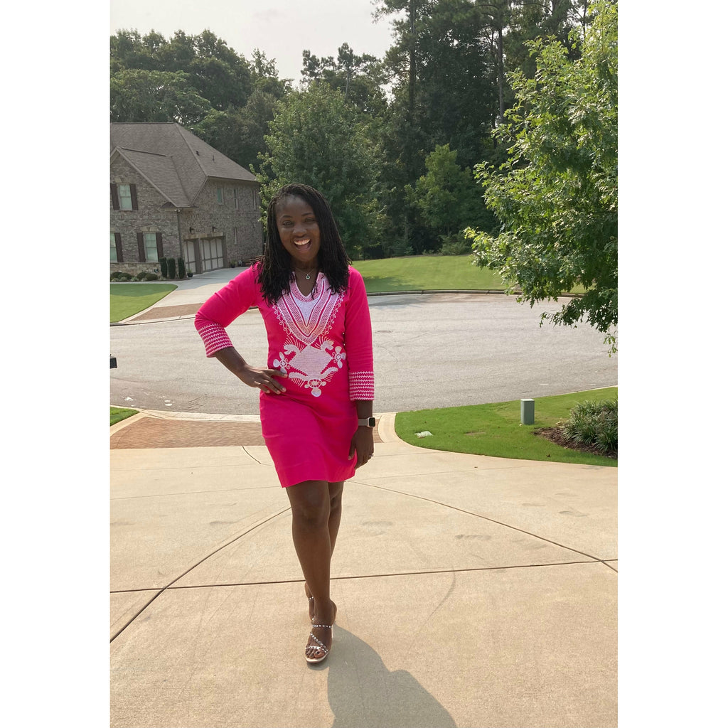 ワンピース amour embroidered dress Tokunbo Pink Cord Dress | Voluminous Cord Maxi by Kemi Telford