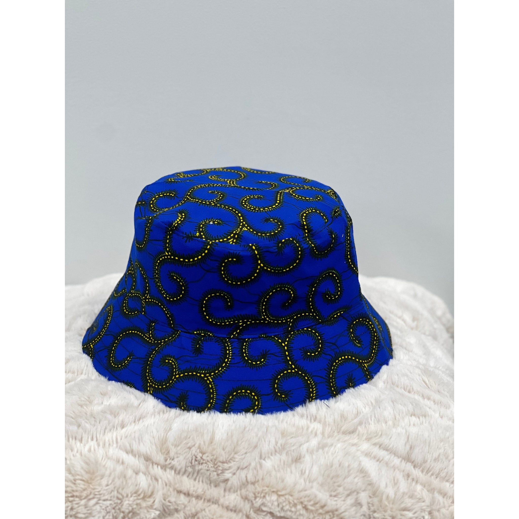 African Print bucket hat ( blue and yellow)