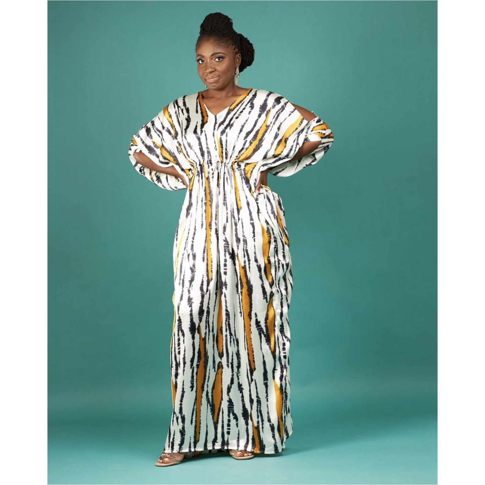 V-Neck Slit Sleeve Luxury Kaftan