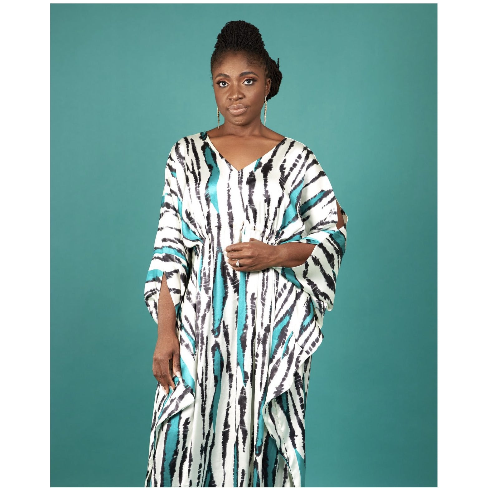 V-Neck Slit Sleeve Luxury Kaftan