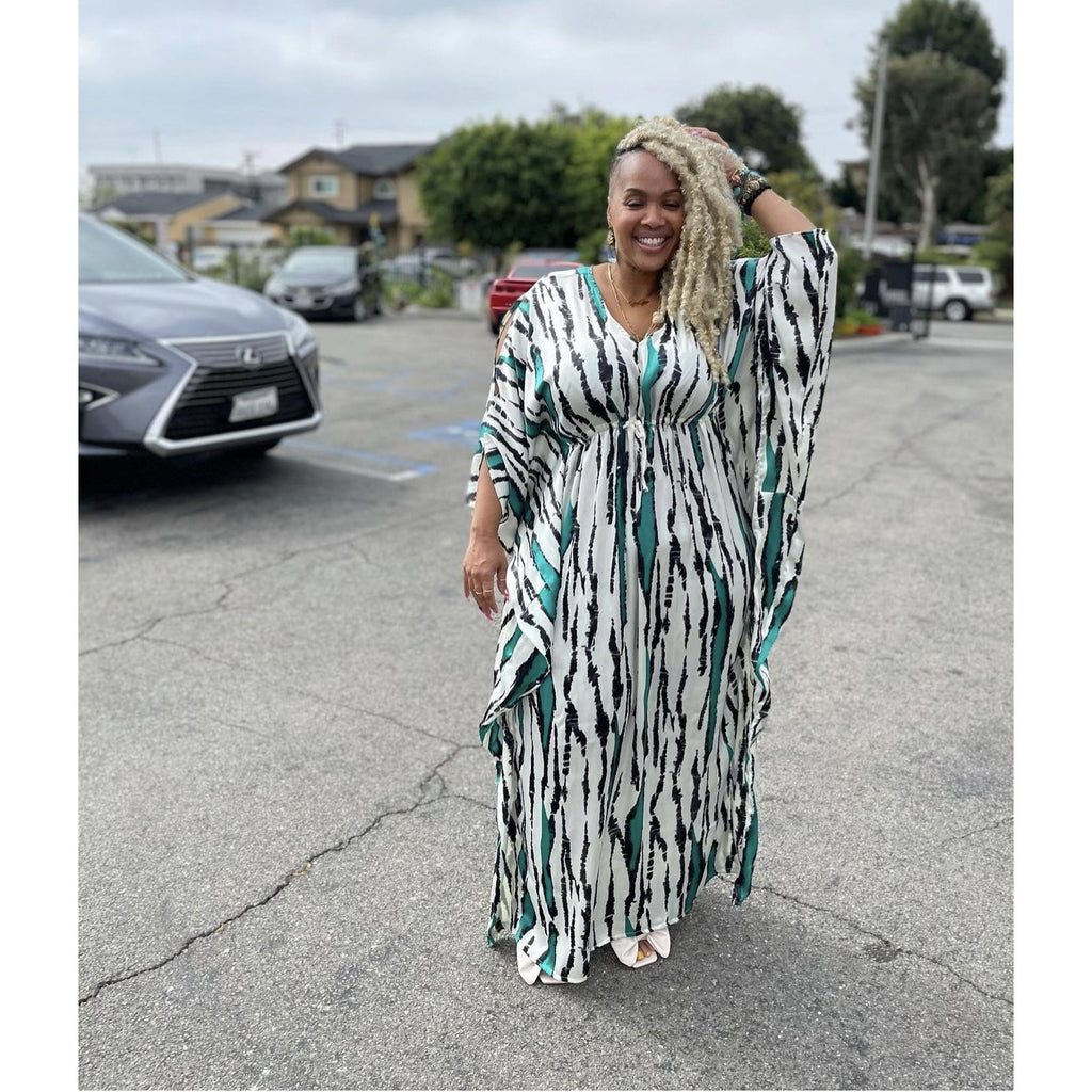 V-Neck Slit Sleeve Luxury Kaftan