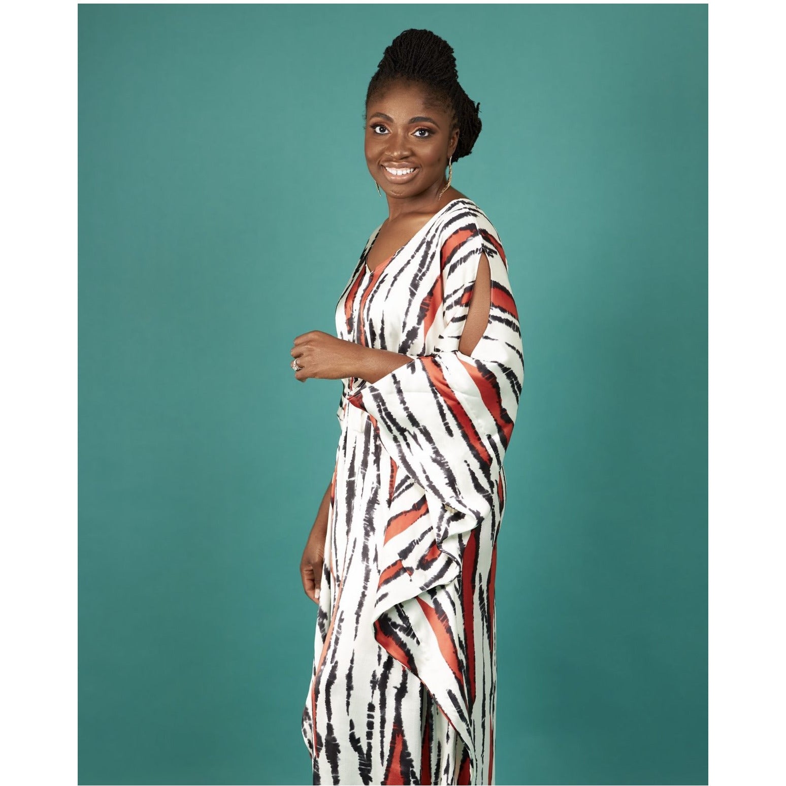 V-Neck Slit Sleeve Luxury Kaftan