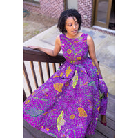 Purple Peplum African Print Dress