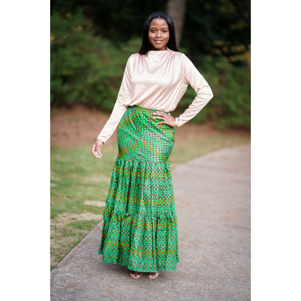 White top green maxi skirt Clearance