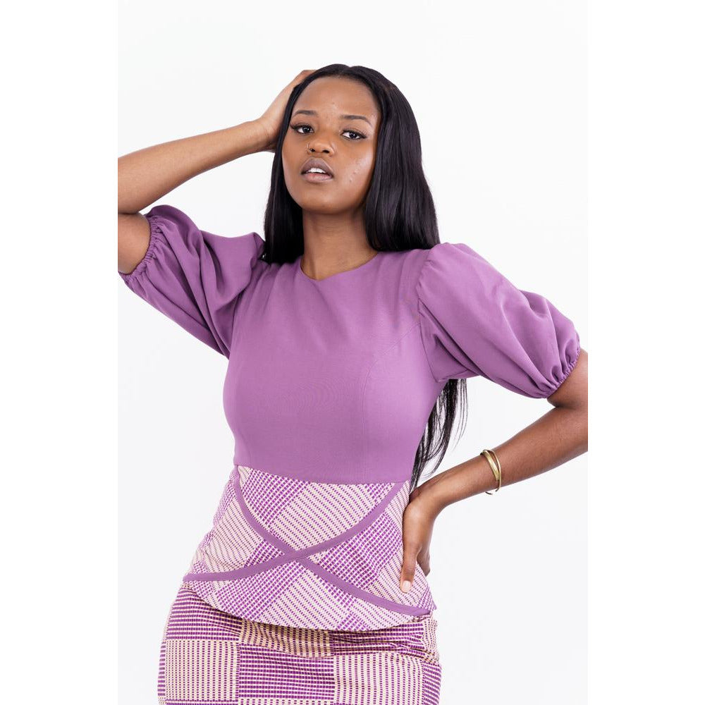 Nora Puff Sleeve African print fusion top