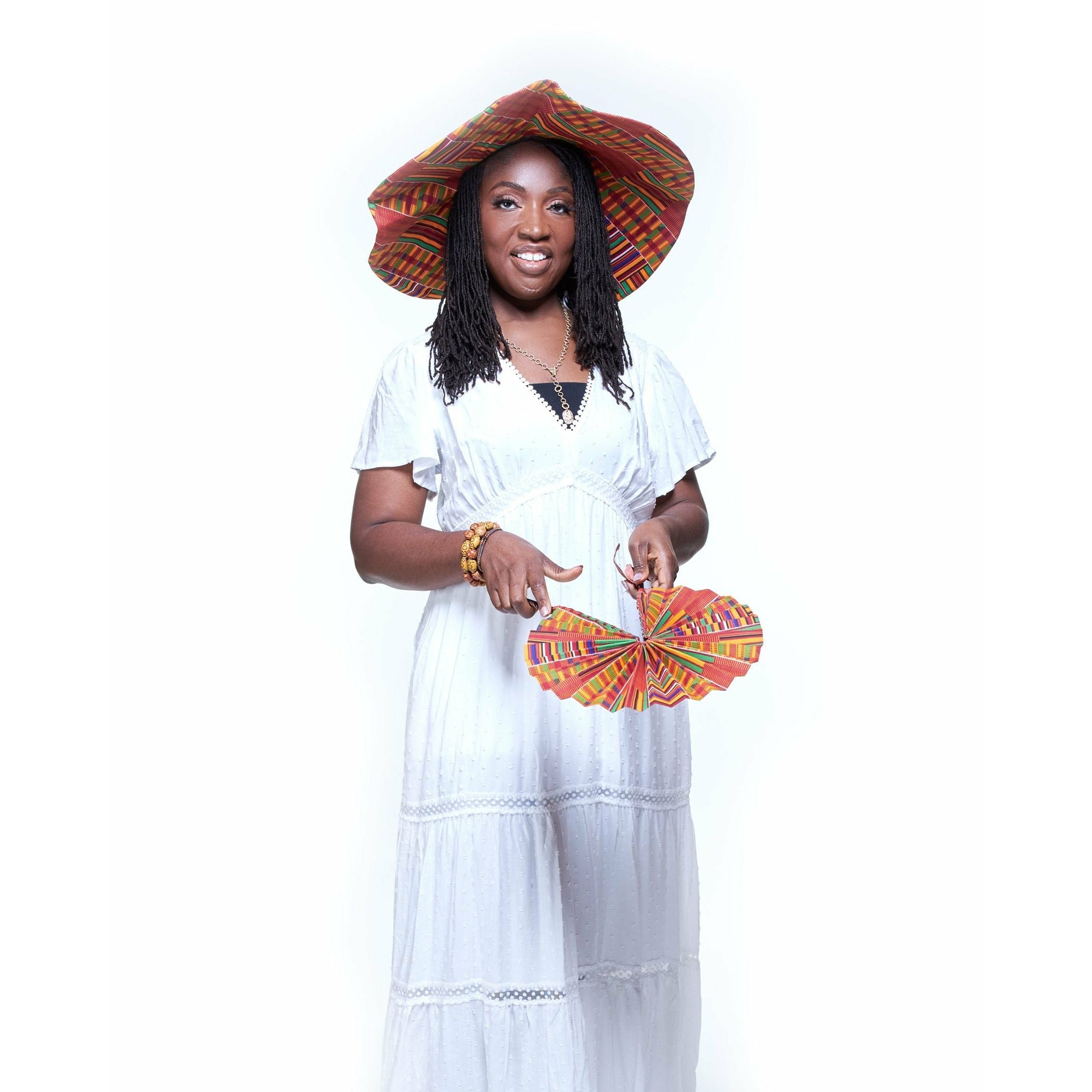 Dede African Print Folding Fabric fan