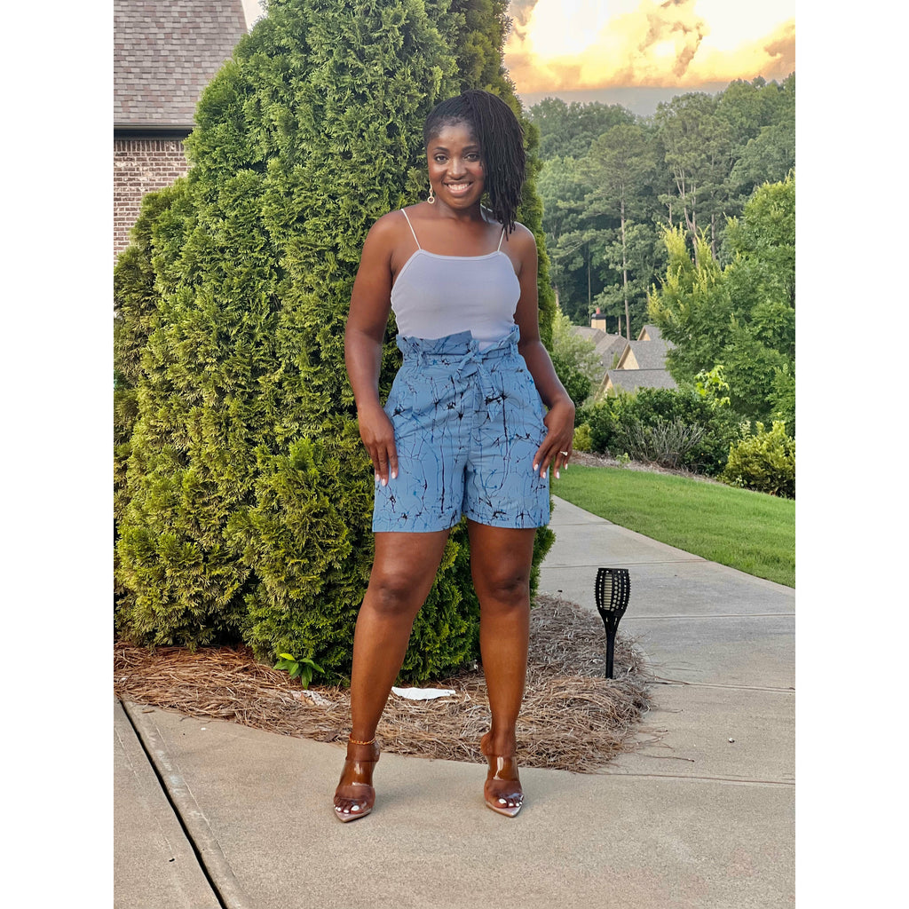 Ayimaa blue African print shorts