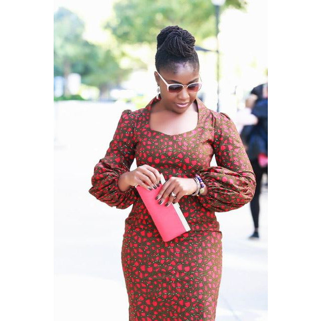 Lady Ije African print attire with modified bishop sleeves