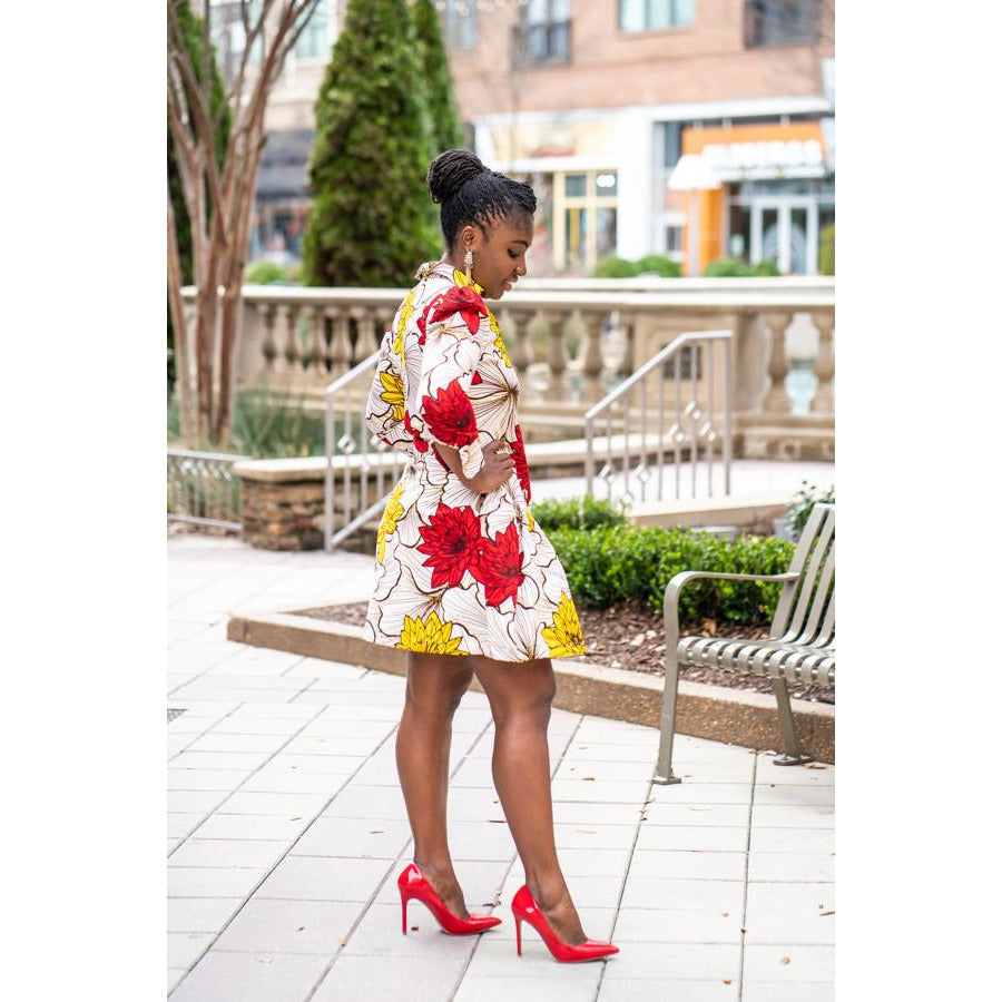 Konadu Vintage African print shirt dress with pockets