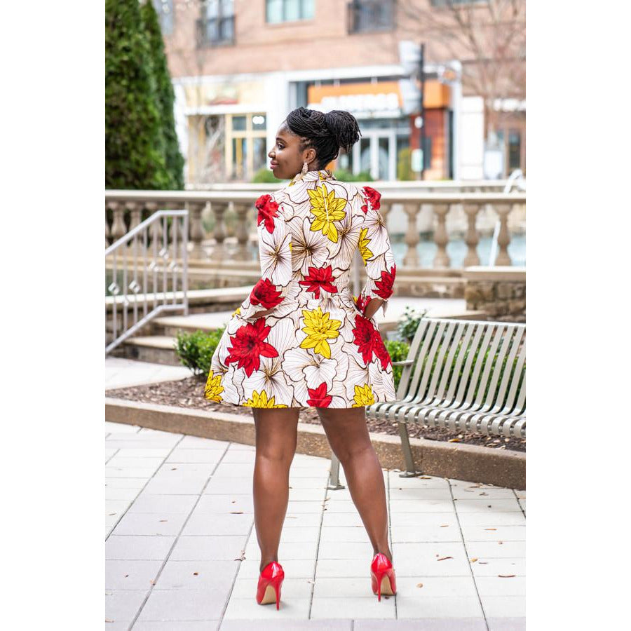 Konadu Vintage African print shirt dress with pockets