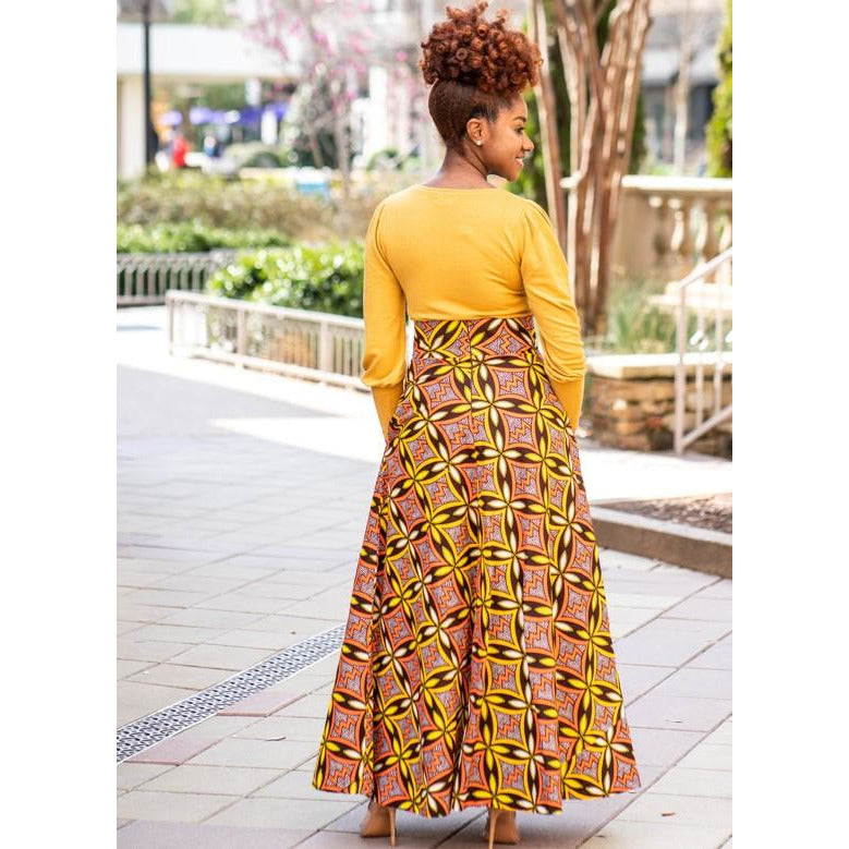Limitless African Print Maxi Skirt with Pockets Xs