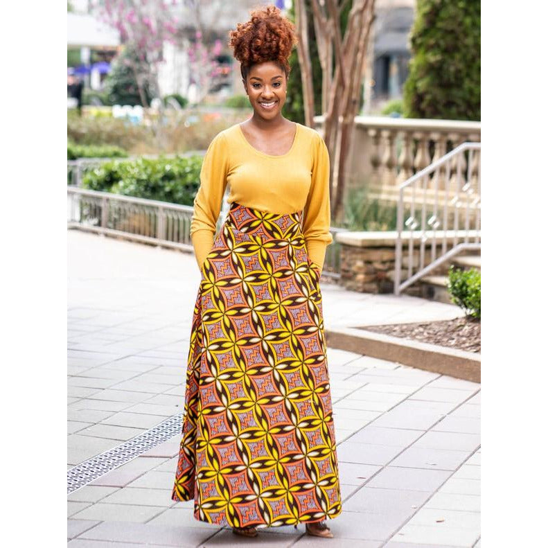 Limitless African Print Maxi Skirt with Pockets Awura's Wardrobe