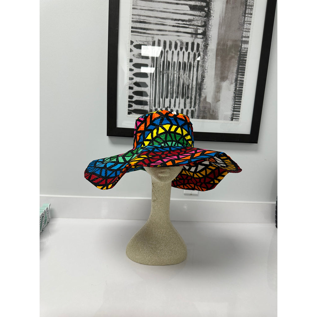 Satin lined oversized African print hat