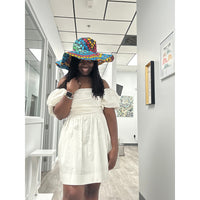 Satin lined oversized African print hat