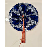 Blue and  white floral folding fan