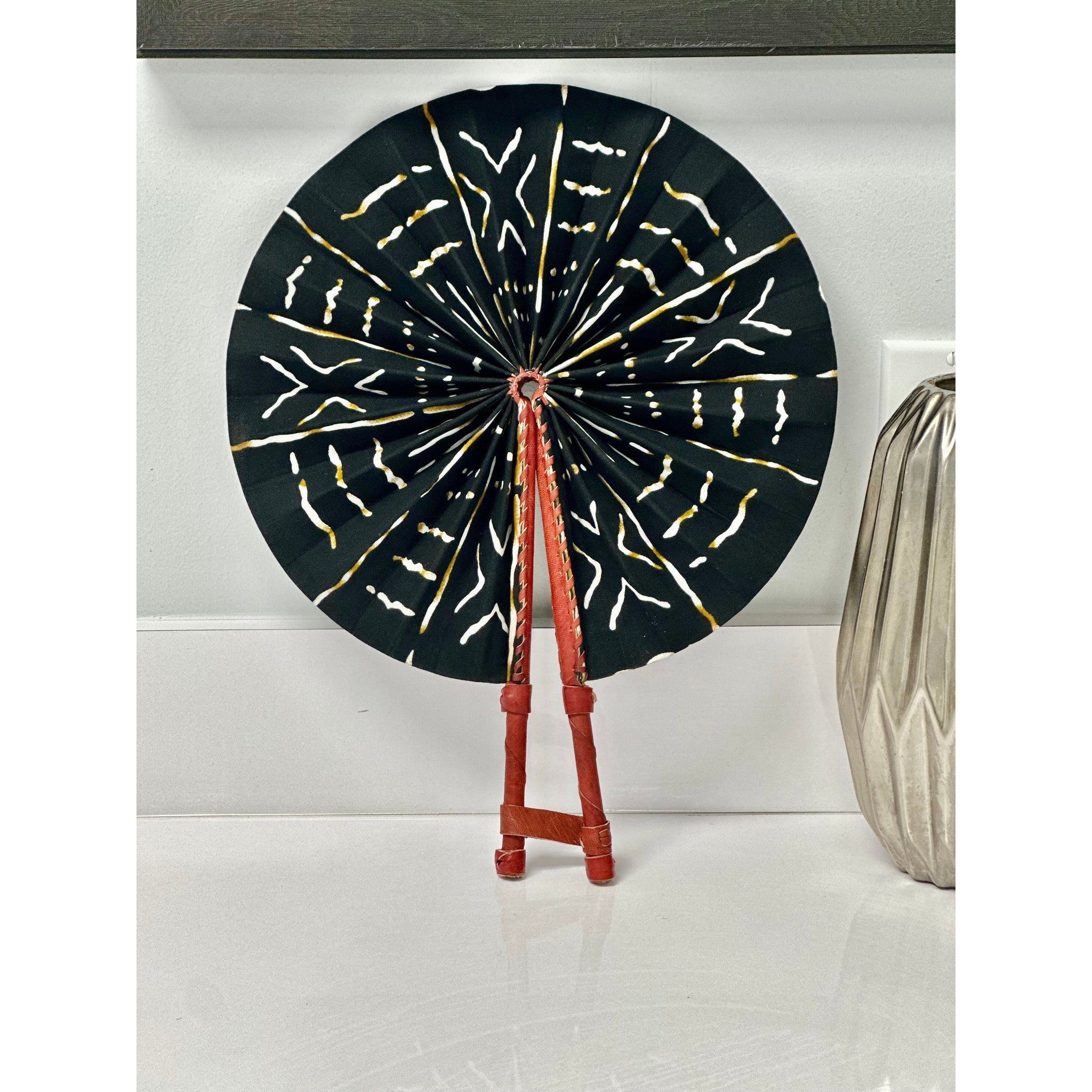 Afua African print cloth folding fan