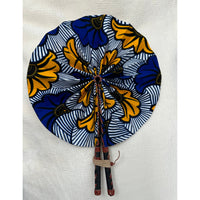 Yellow and blue flower folding fan