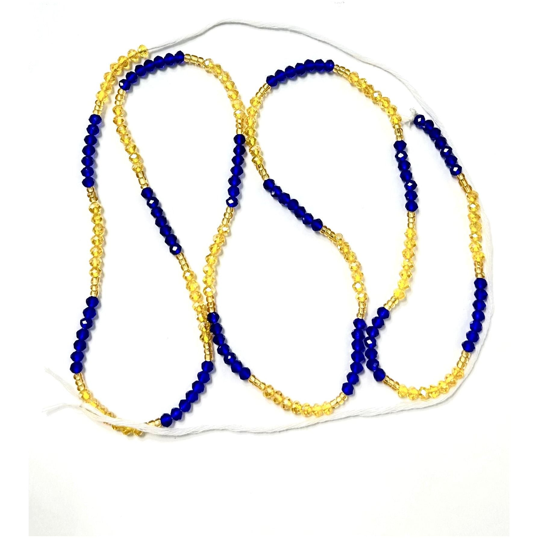 Gold and blue crystal African waist beads