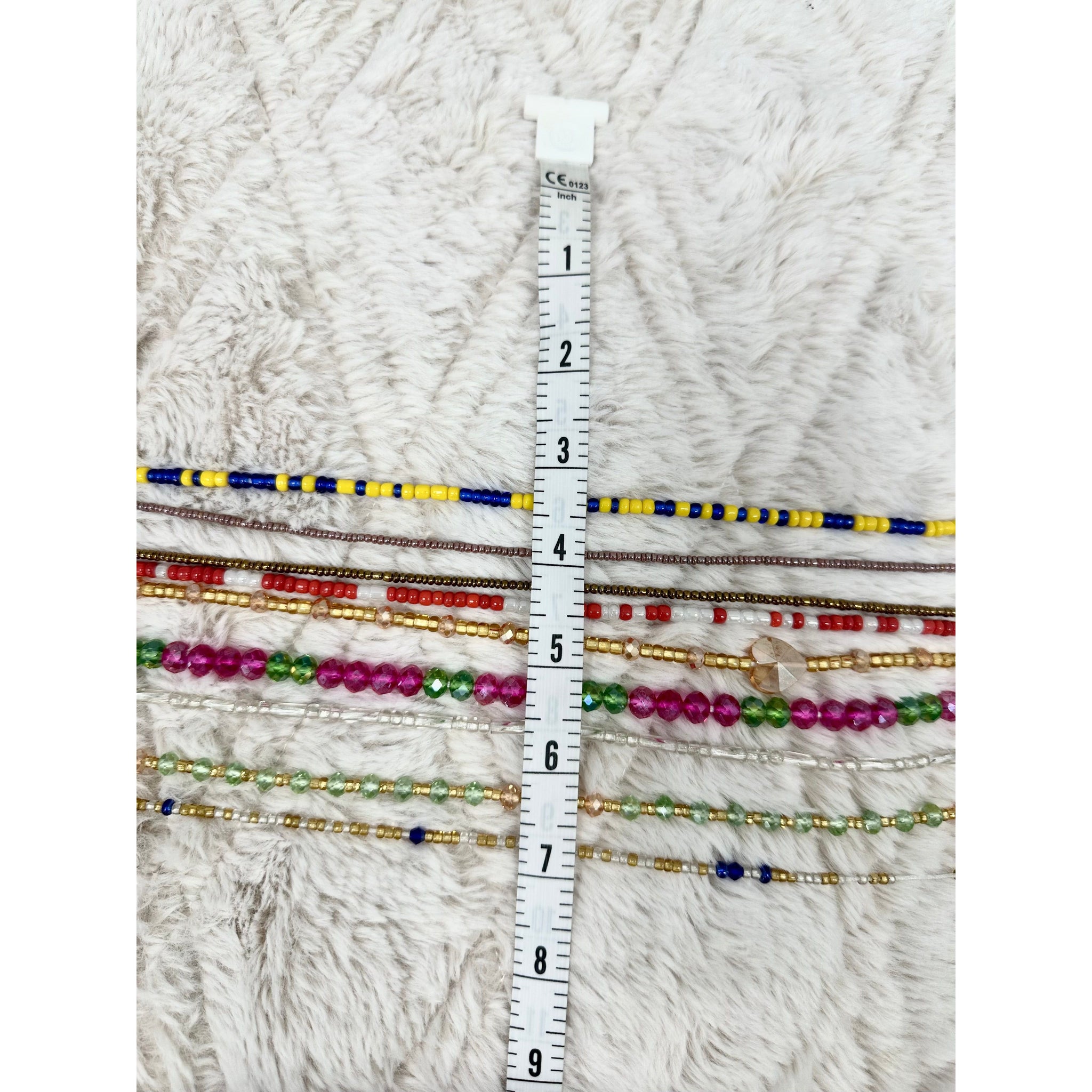 Pearly white and blue African waist beads