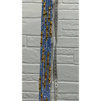 Blue and gold crystal African waist beads