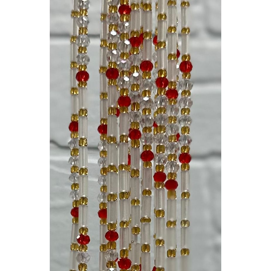 Red white and gold waist beads