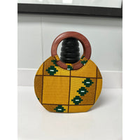Esi African print wooden handle handbag