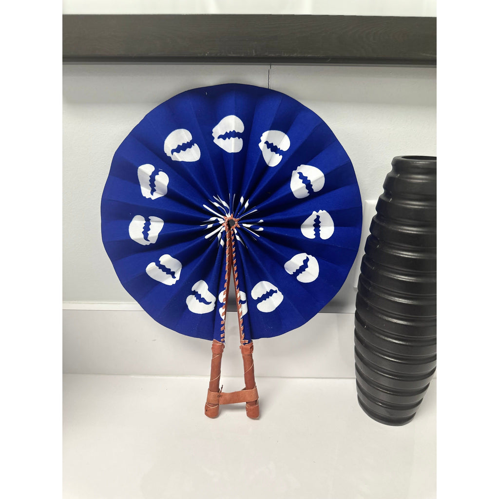 Afi African print wooden handle handbag/fan