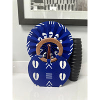 Afi African print wooden handle handbag/fan