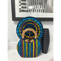 Badu African print wooden handle handbag/ Fan