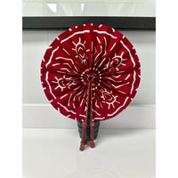 Red and white mud cloth African print folding fan