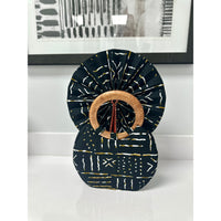 Afua African print wooden handle handbag