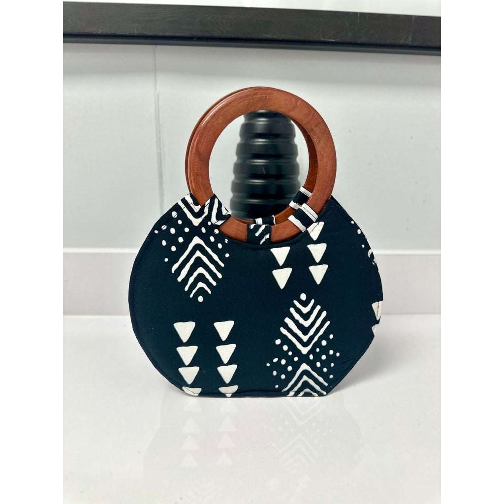 Dede African print wooden handle bags/ fan