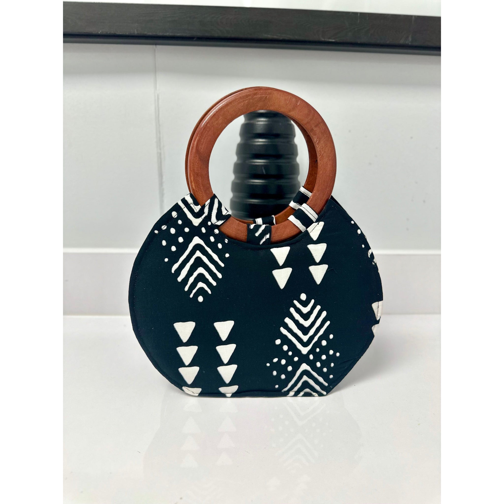 Dede African print wooden handle bags/ fan