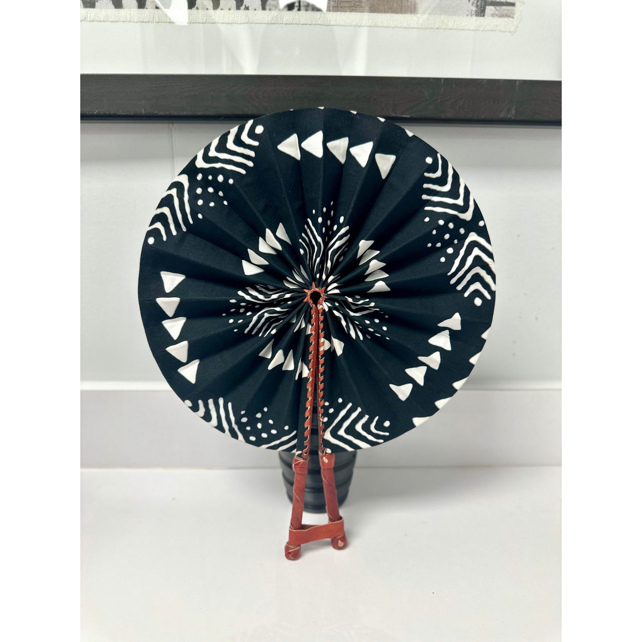 Dede African print wooden handle bags/ fan