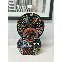 Konadu African print wooden handle handbag/ fan