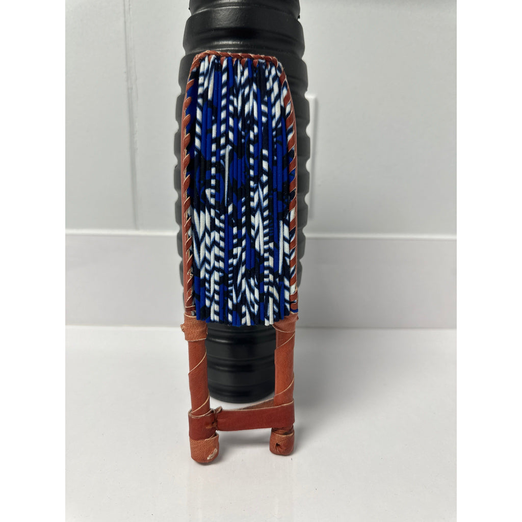 Blue mud cloth folding fan