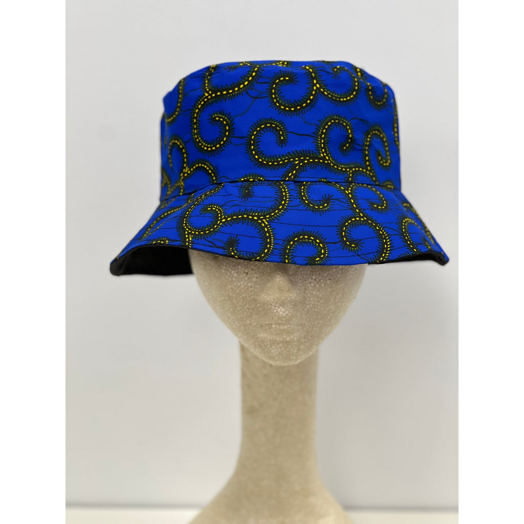 African Print bucket hat ( blue and yellow)