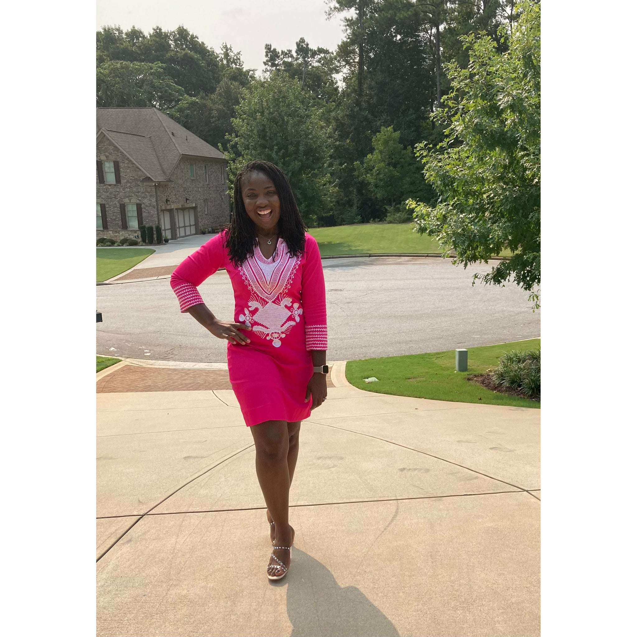 Lady of Wakanda Embroidery Dress - Pink / Small Lady of Wakanda Embroidery Dress - Pink / Small