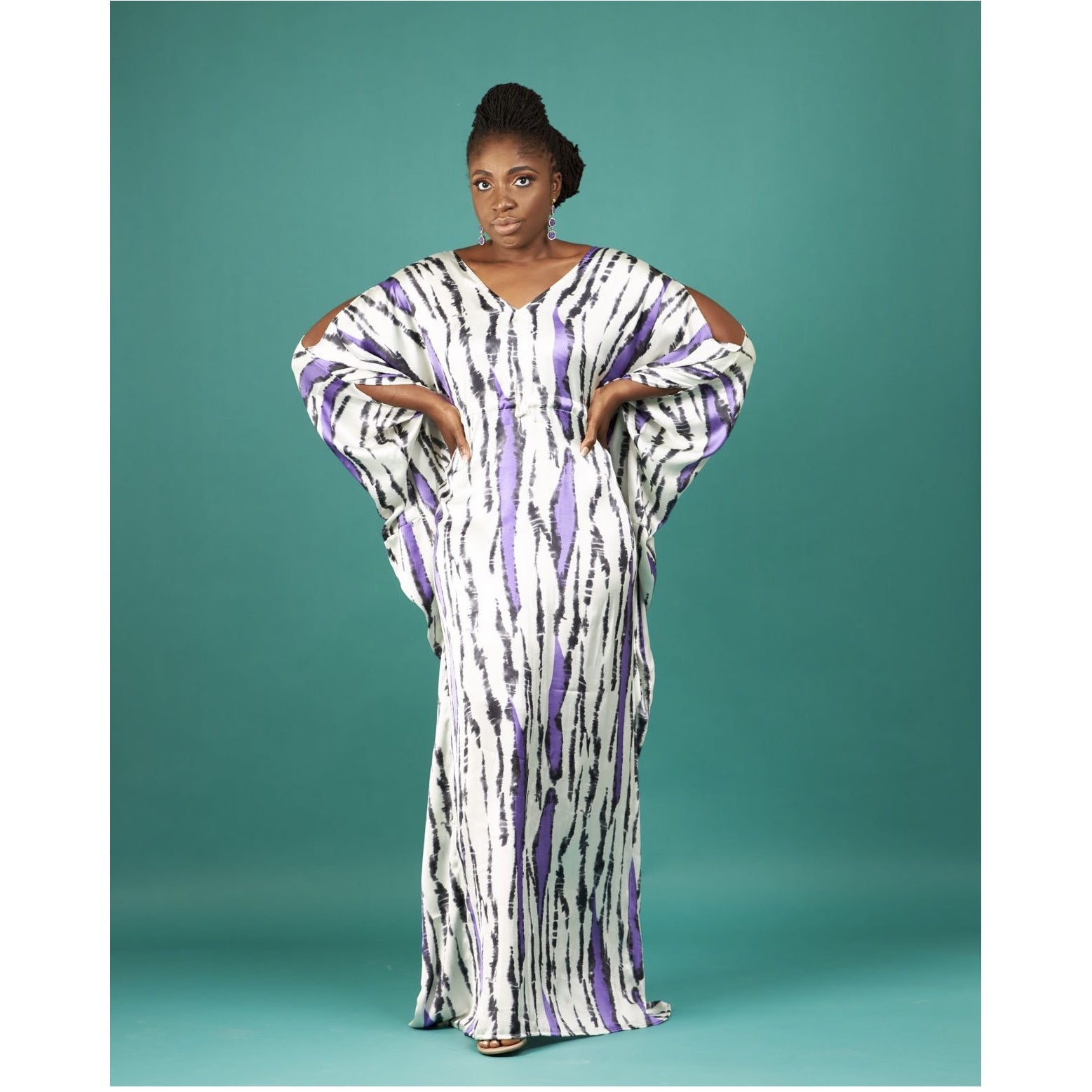 V-Neck Slit Sleeve Luxury Kaftan